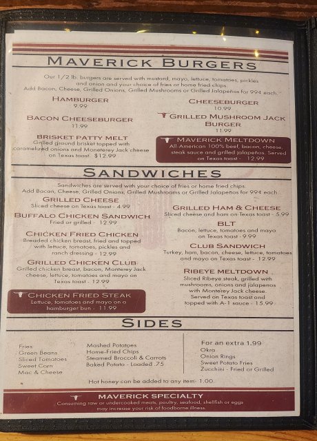 Menu Burgers
