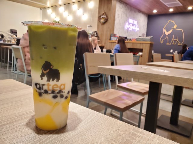 Pudding Bubble Tea With Matcha
