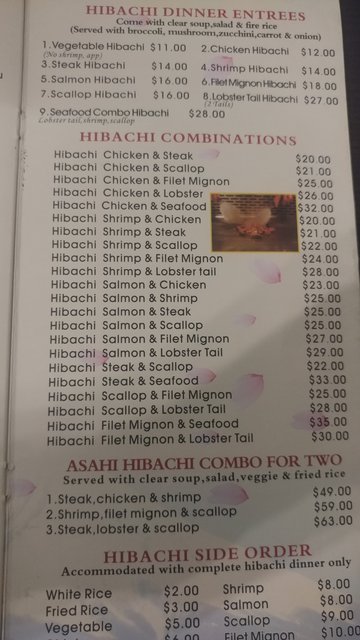 Hibachi Menu