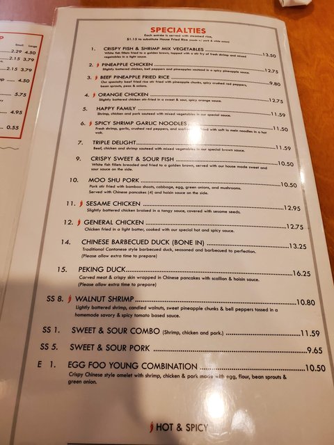 Specialty Menu