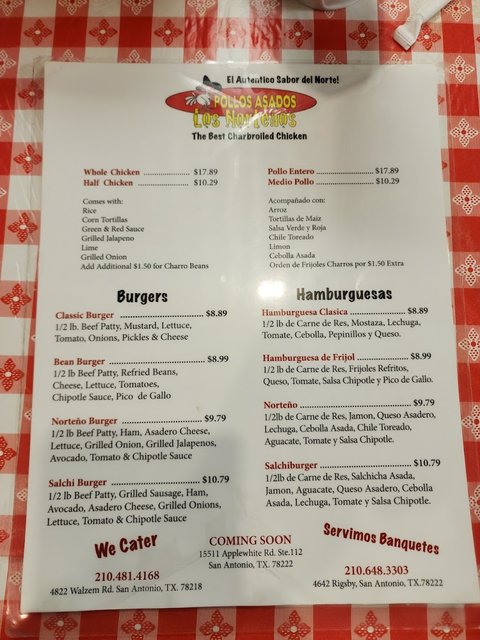Pollos Asados Los Nortenos -  Menu - Burgers & Chicken
