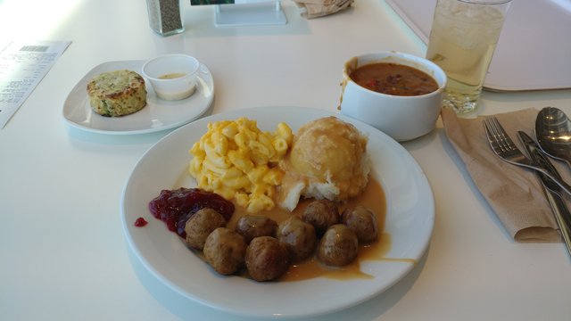 Swedish Meatballs, Mashed Potatoes, Lingonberry Jam, Mac & Cheese