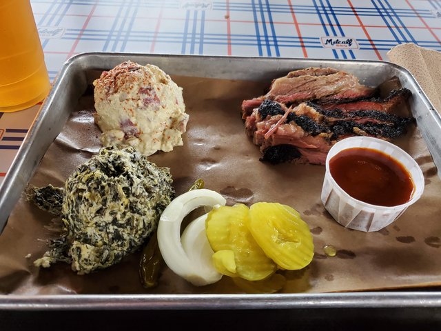Brisket, Potato Salad & Serrano Cheese Spinach