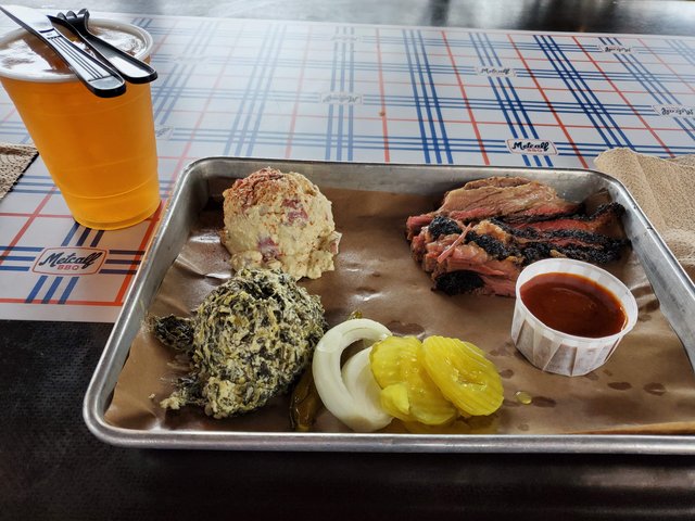 Brisket, Potato Salad & Serrano Cheese Spinach