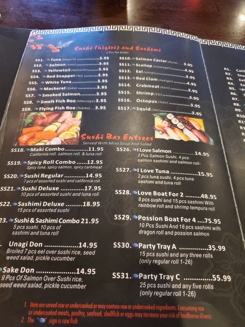 Sake Japanese - Menu (Sushi Bar Entrees)