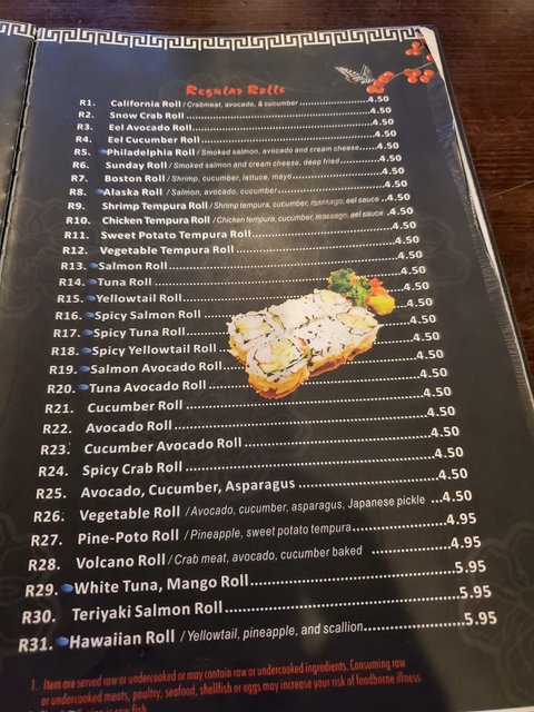 Sake Japanese - Menu (Regular Rolls)