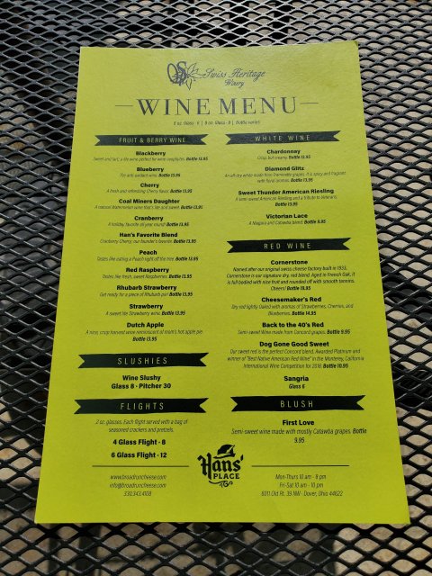 Wine Menu