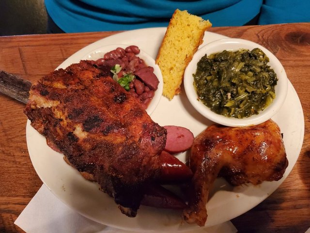 Pork Ribs, Sausage, Chicken, Red Beans & Rice, Collard Greens