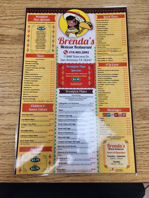 Brendas Mexican - Breakfast Menu