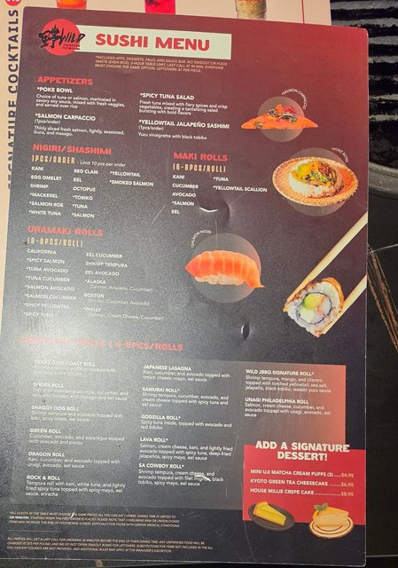 Sushi Menu