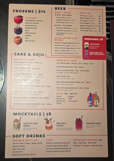 Mixed Drink Menu