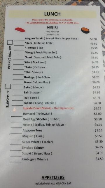 Lunch menu