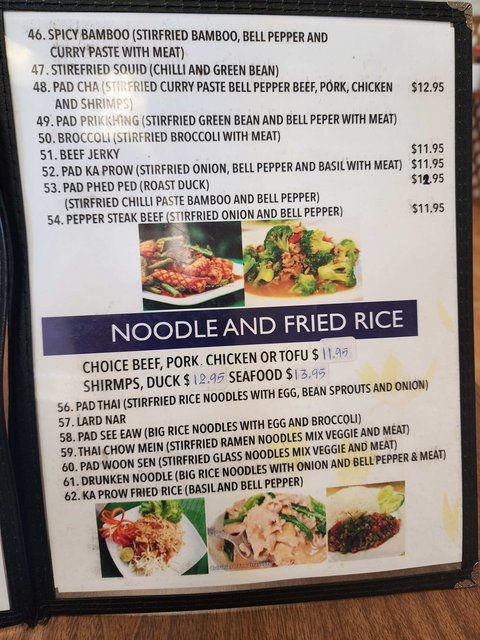Tham Rab Thai Menu - Noodles & Rice Dishes