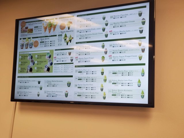 Matcha Cafe Menu