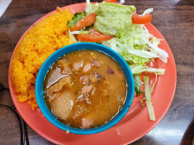 Borracho Beans, Rice & Salad with Meal