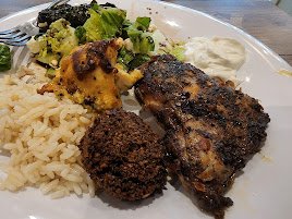 Sumac Chicken, Falafel, Vermicelli Rice, Salad, Taziki