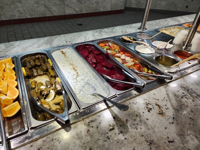 Dolmas, Taziki, Pickled Beets & Vegetables (Condiment Bar)