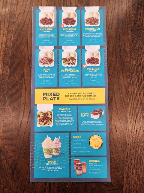 Hawaiian Bros Menu