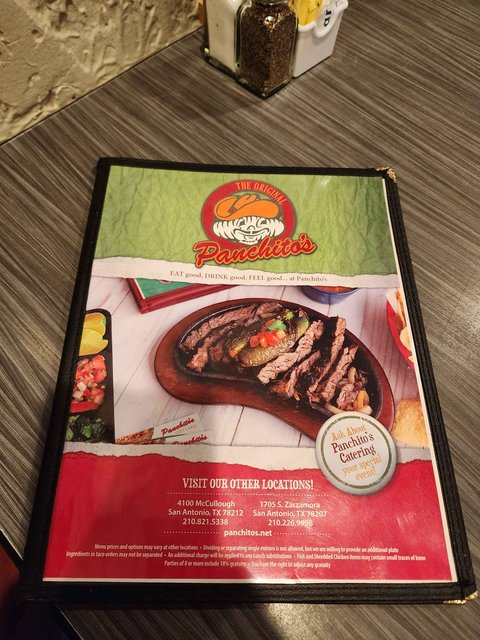 Panchitos Menu (Page 1)