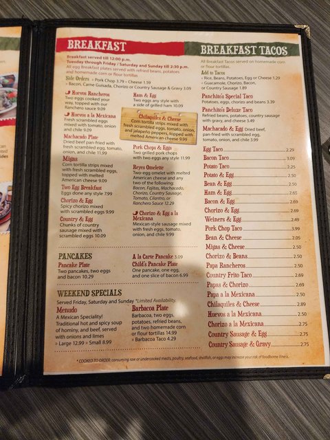 Panchitos Menu (Page 6)