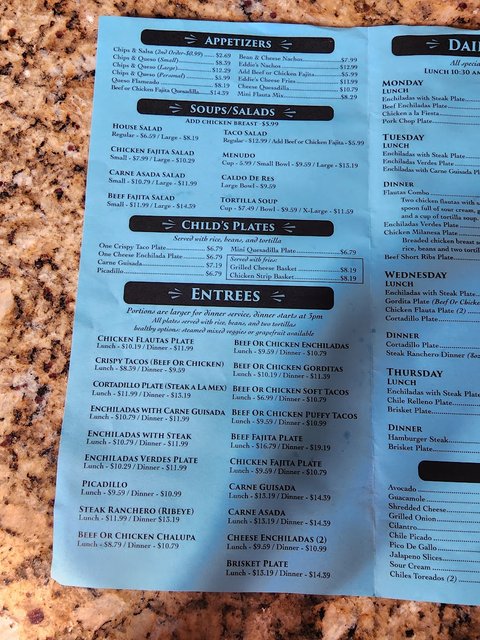 Menu - Appetizers & Entrees