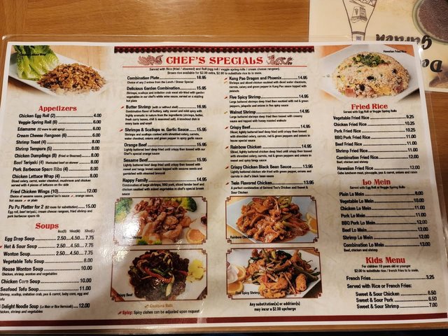 Menu - Chefs Specials