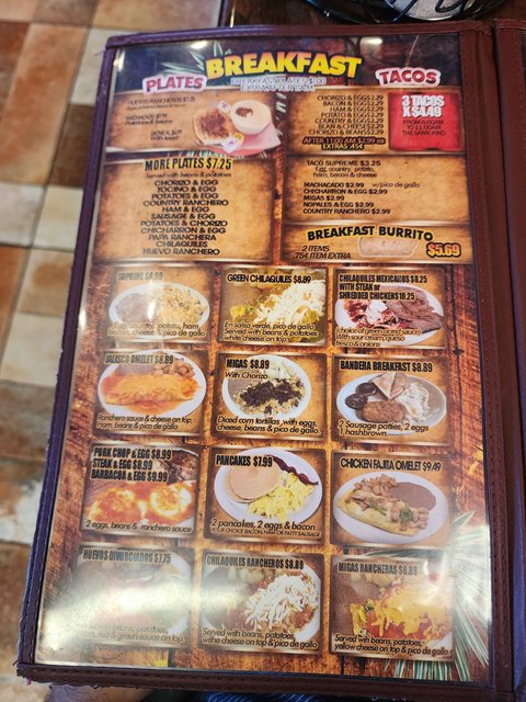 Bandera Jalisco -  Breakfast Menu
