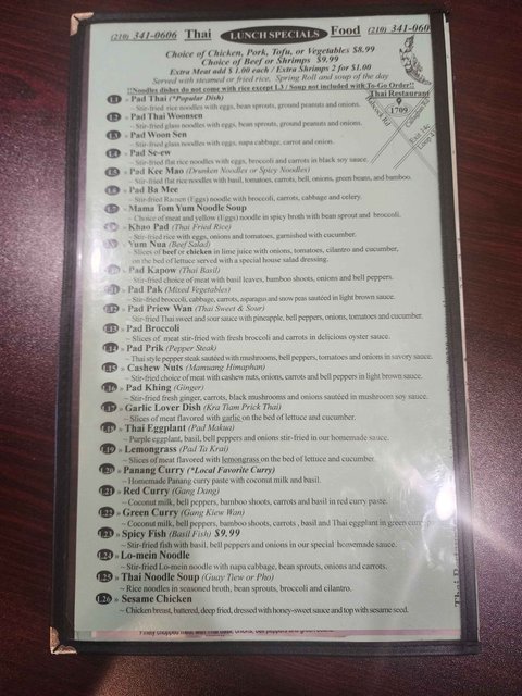 Thai Restaurant - Menu