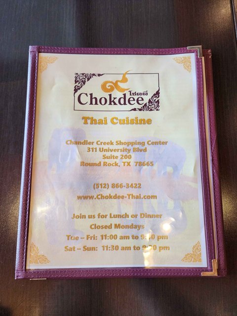 Chokdee Menu -  Cover