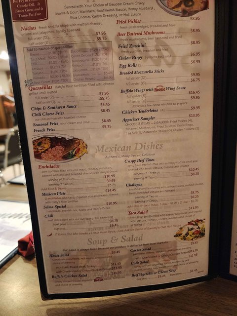 Sammy's Menu -  Appetizers & Mexican Dishes