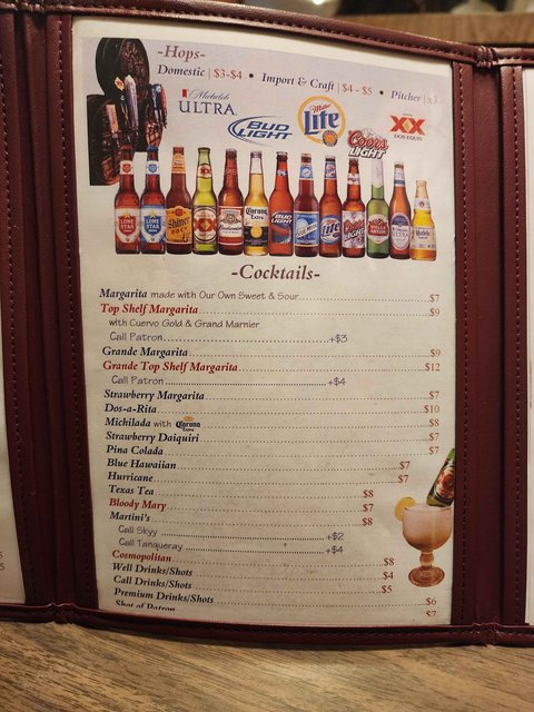 Sammy's Menu - Bar Menu