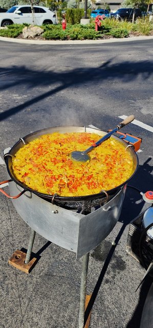 Rice soaking up saffron