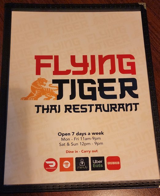 Flying Tiger Thai Restaurant - Menu