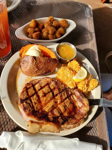 Steak & Shrimp with Sweet Potato