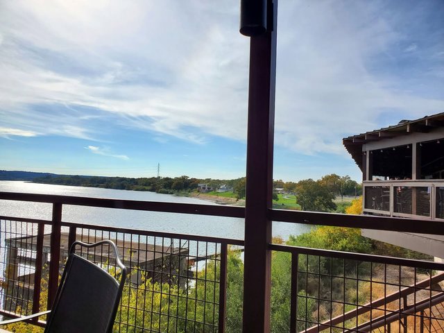 View of the river from the outdoor deck.