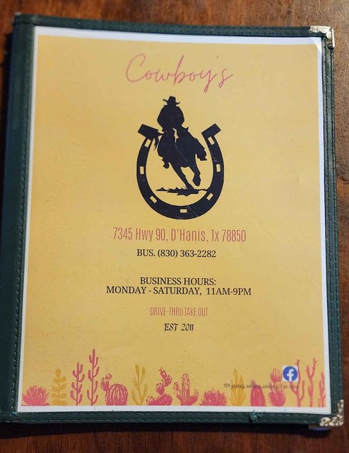 Cowboys Menu - Cover