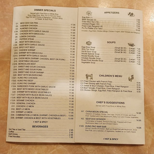 China Moon - Dinner Specials. Appetizers & Soups