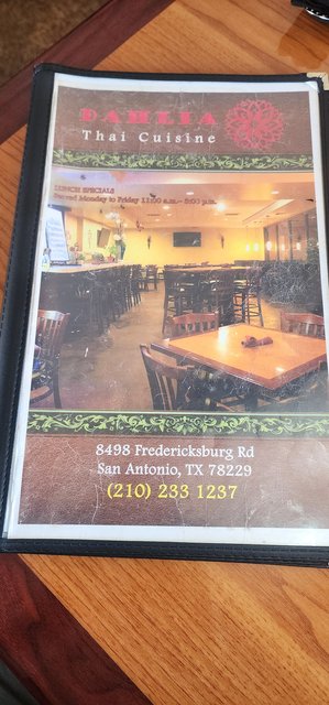 Dahlia Thai - Menu Cover