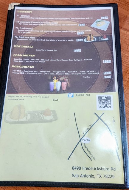 Dahlia Thai - Menu