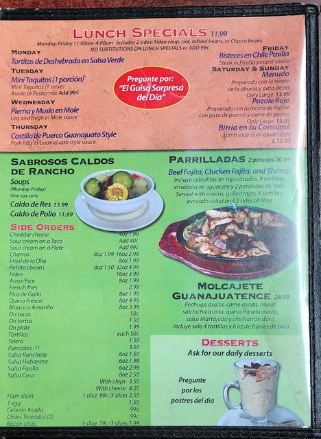 Lunch Specials, Sides & Grilled Items