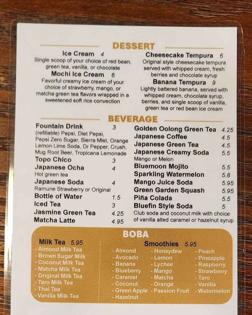 Drink & Dessert Menu