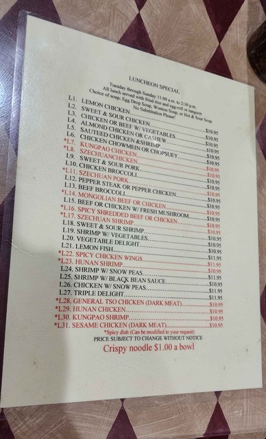Shang-Hai - Lunch Menu