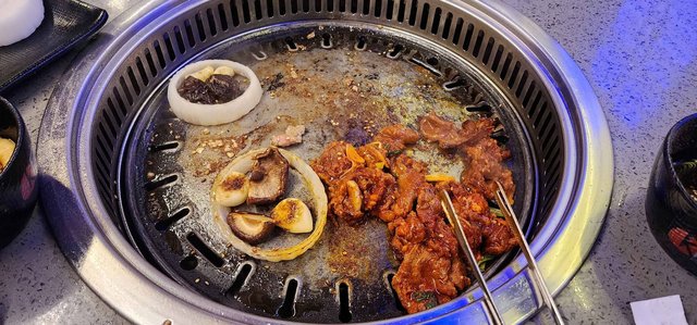 Cooking Bulgogi, Onions, Garlic & Pickled Jalapenos
