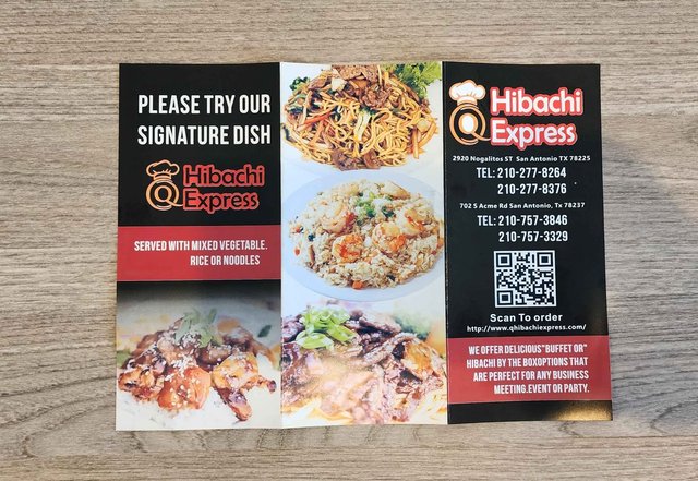 Q Hibachi Express - Menu Front