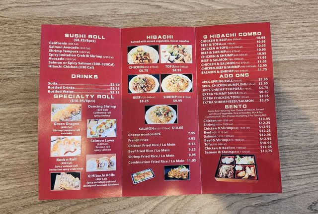 Q Hibachi Express - Menu Back