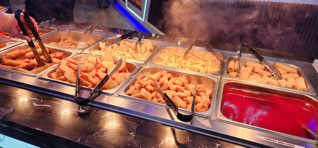 Spring Rolls, Fried Shrimp, Crab Rangoons, Fries