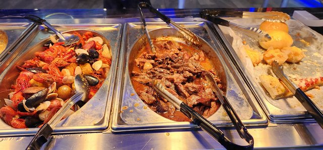 Cajun Seafood boil, Marinated Steak Strips, Baked Custard Cups