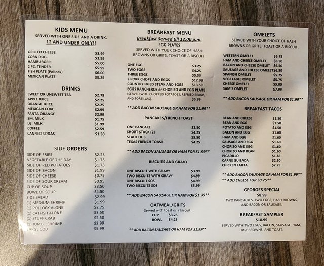 Menu - Kids & Breakfast