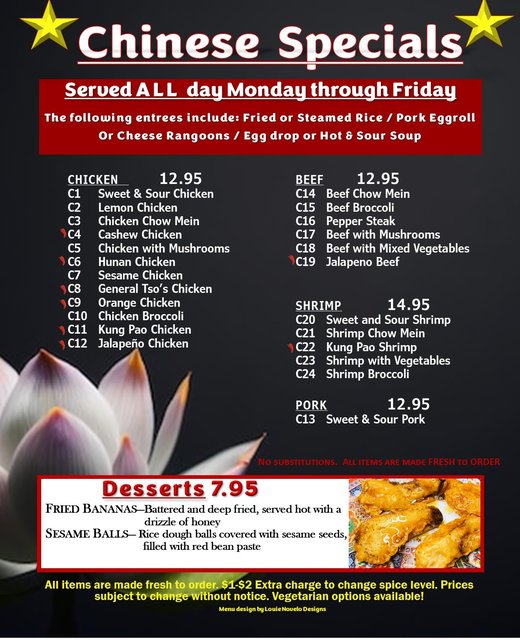 Specials Menu