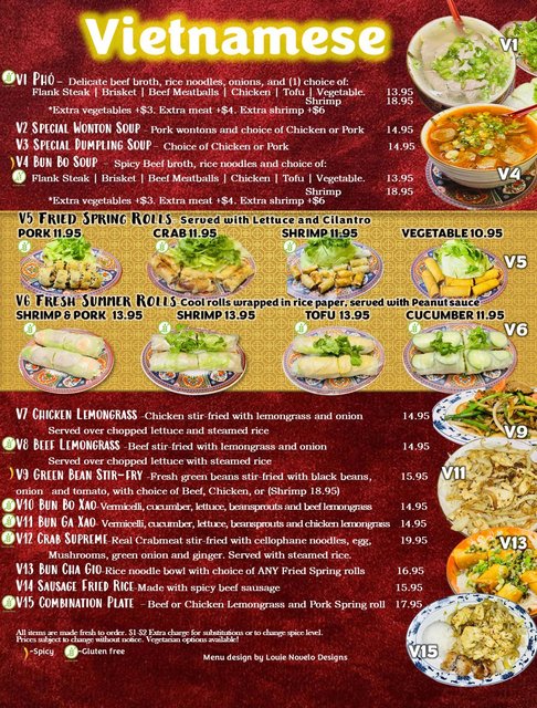 Vietnamese Menu Page 1